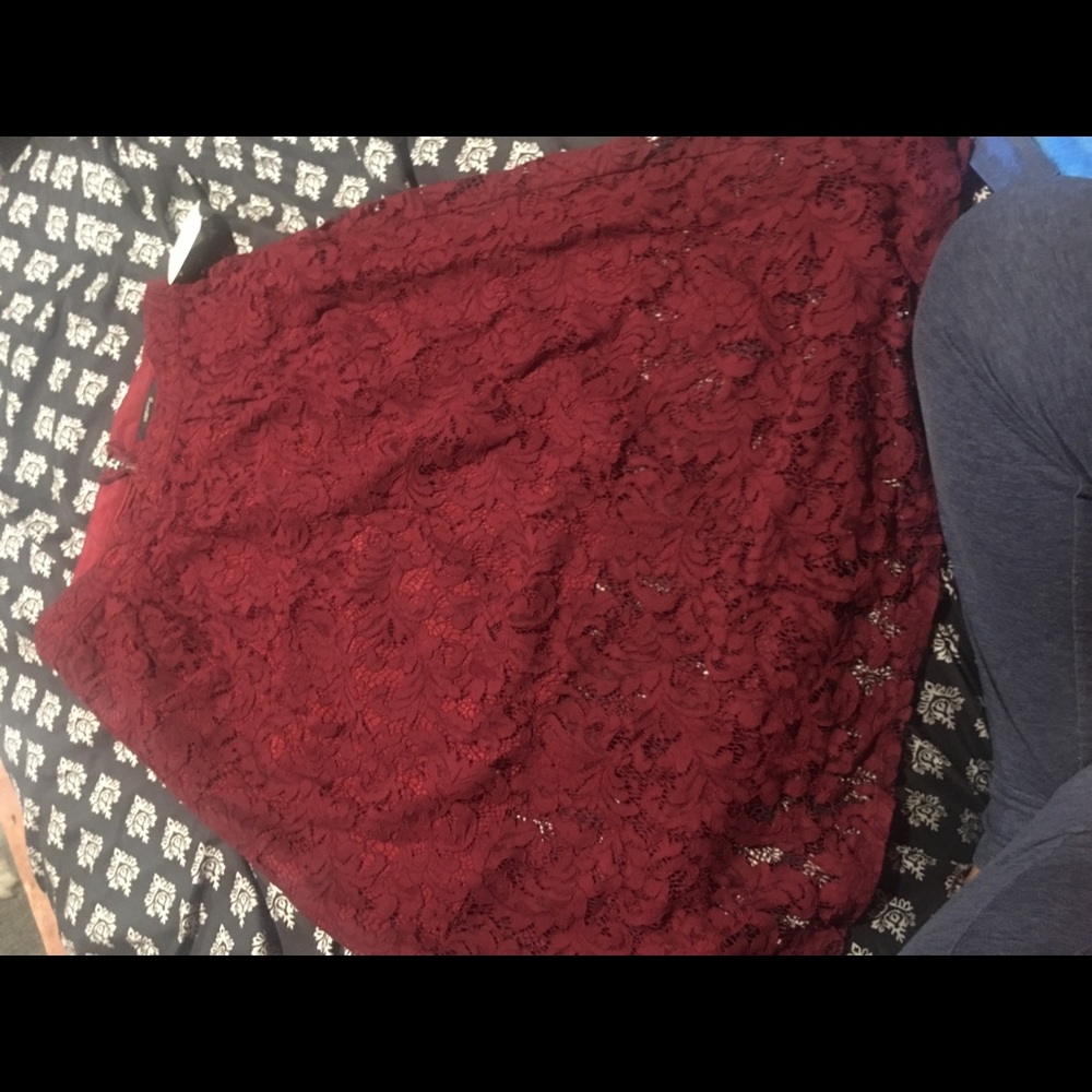 Burgundy lace skirt